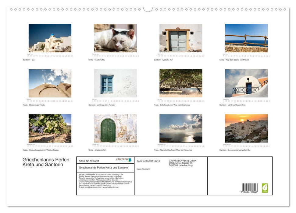 Greece's pearls Crete and Santorini (CALVENDO wall calendar 2024) 