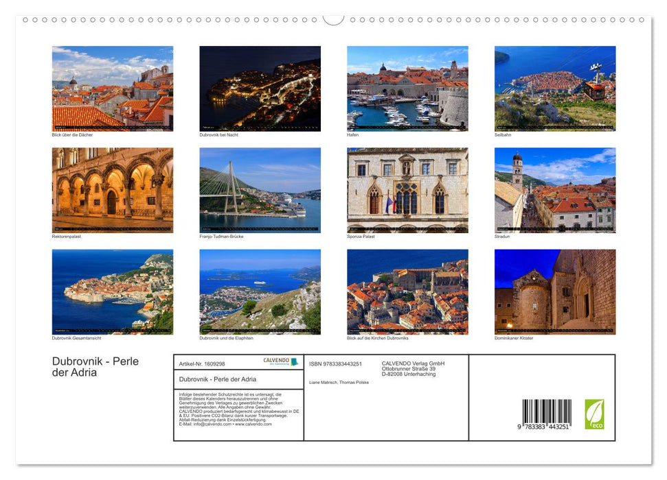 Dubrovnik - Perle de l'Adriatique (Calvendo Premium Wall Calendar 2024) 