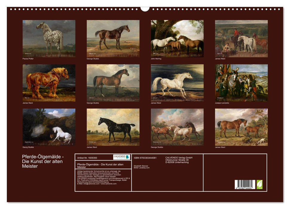 Pferde-Ölgemälde - Die Kunst der alten Meister (CALVENDO Wandkalender 2024)