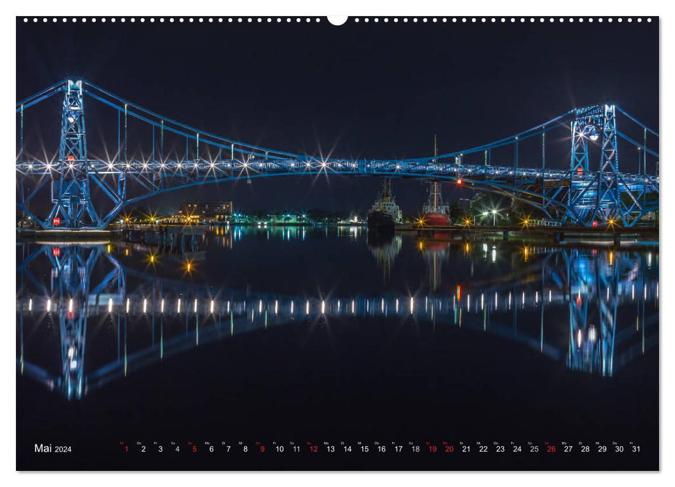 At night in Wilhelmshaven Edition with maritime motifs (CALVENDO wall calendar 2024) 