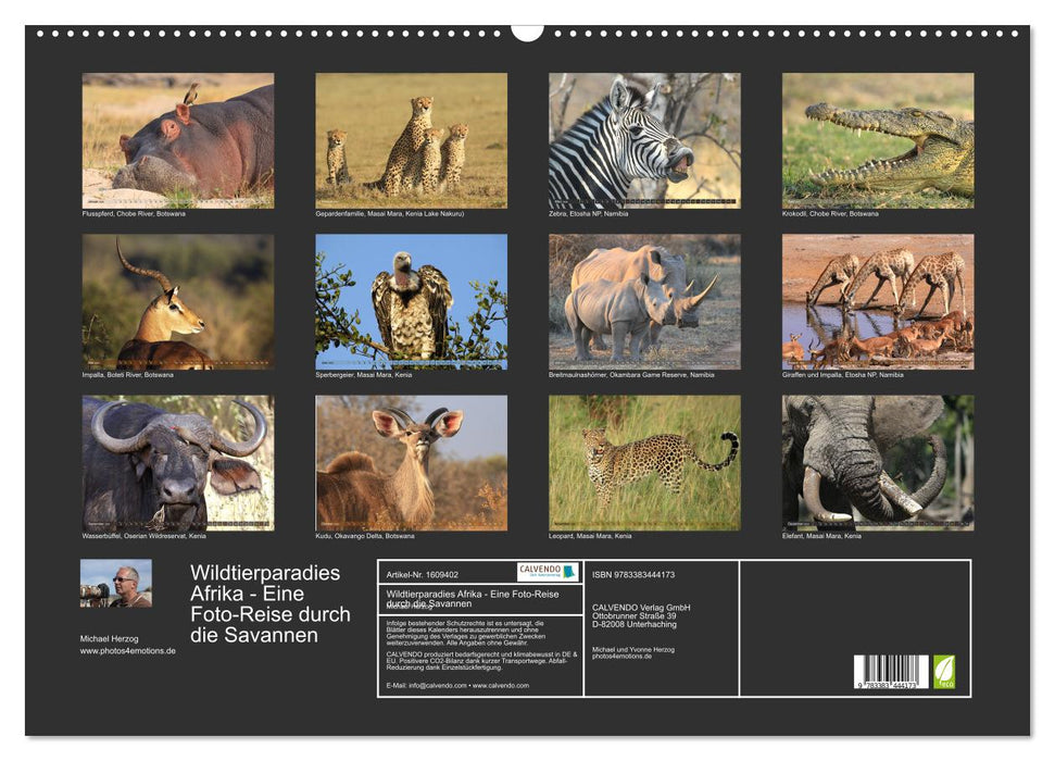 Wildtierparadies Afrika - Eine Foto-Reise durch die Savannen (CALVENDO Wandkalender 2024)