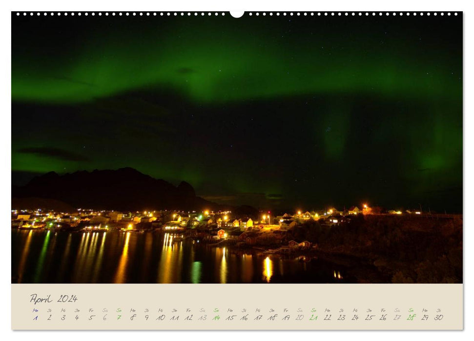 Magie des aurores boréales – Aurores boréales (Calvendo Premium Wall Calendar 2024) 