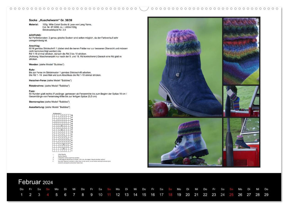 Sock calendar Bootsocks 2024 (CALVENDO Premium Wall Calendar 2024) 