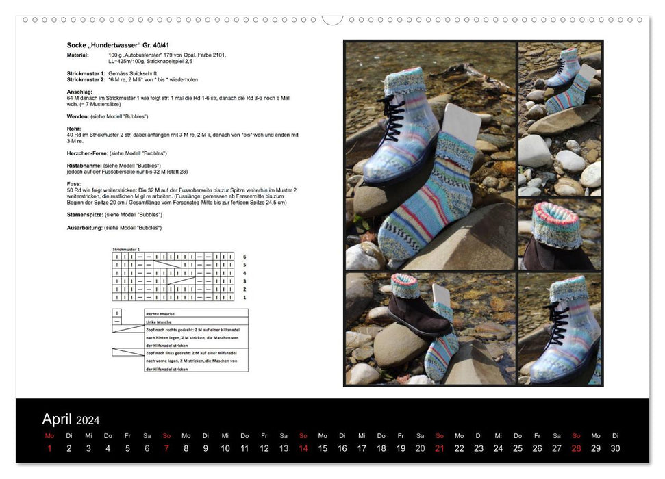 Sockenkalender Bootsocks 2024 (CALVENDO Premium Wandkalender 2024)