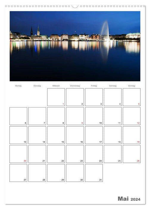 Hamburg bei Nacht (CALVENDO Premium Wandkalender 2024)