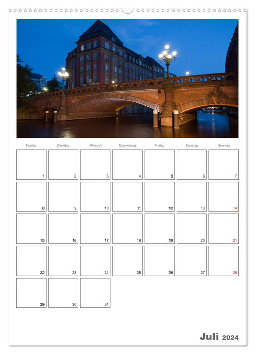 Hamburg at Night (CALVENDO Premium Wall Calendar 2024) 