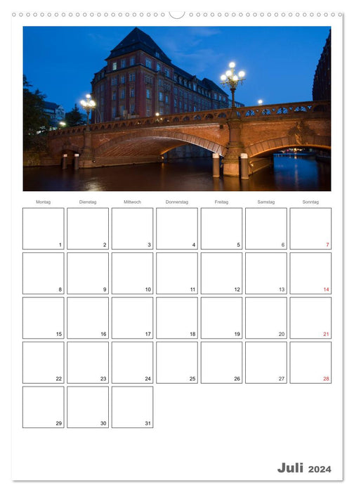 Hamburg bei Nacht (CALVENDO Premium Wandkalender 2024)