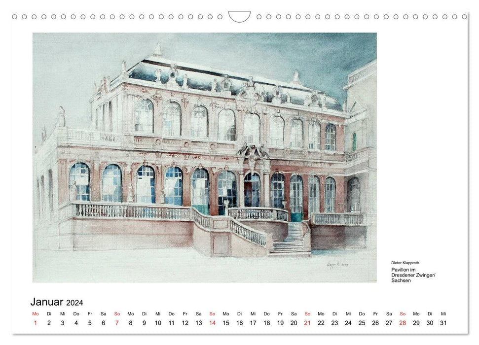 Brush marks from a trip to Germany - 12 watercolors by Dieter Klapproth (CALVENDO wall calendar 2024) 