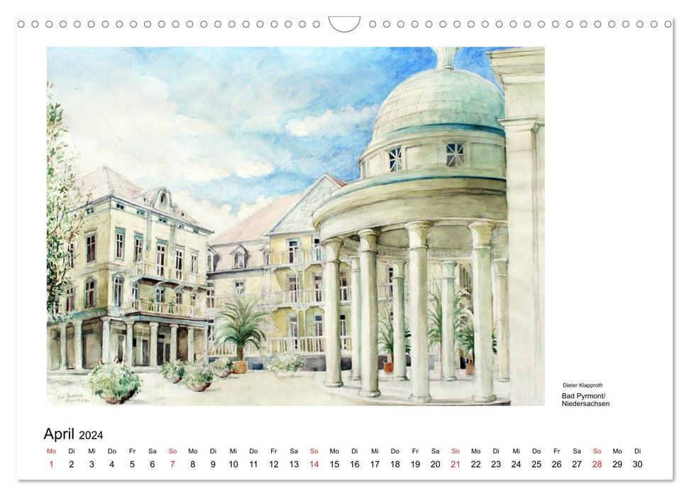 Brush marks from a trip to Germany - 12 watercolors by Dieter Klapproth (CALVENDO wall calendar 2024) 