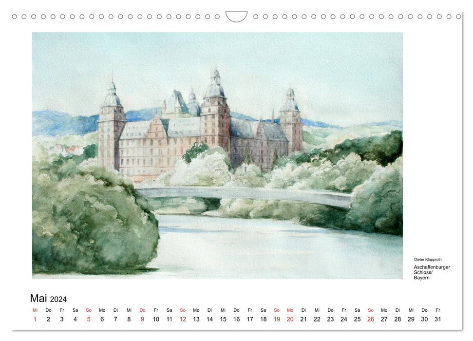 Brush marks from a trip to Germany - 12 watercolors by Dieter Klapproth (CALVENDO wall calendar 2024) 