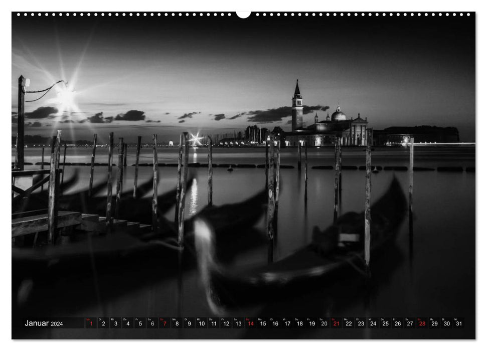 Bright Venice...in monochrome (CALVENDO Premium Wall Calendar 2024) 
