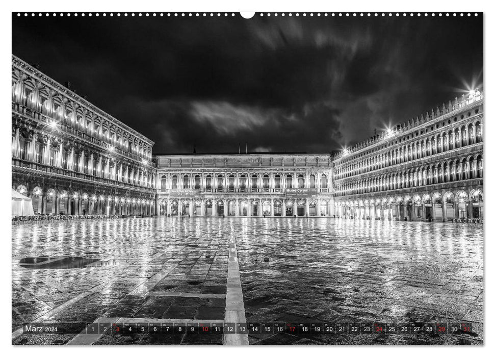 Bright Venice...in monochrome (CALVENDO Premium Wall Calendar 2024) 