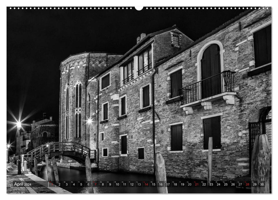 Leuchtendes Venedig …in monochrom (CALVENDO Premium Wandkalender 2024)