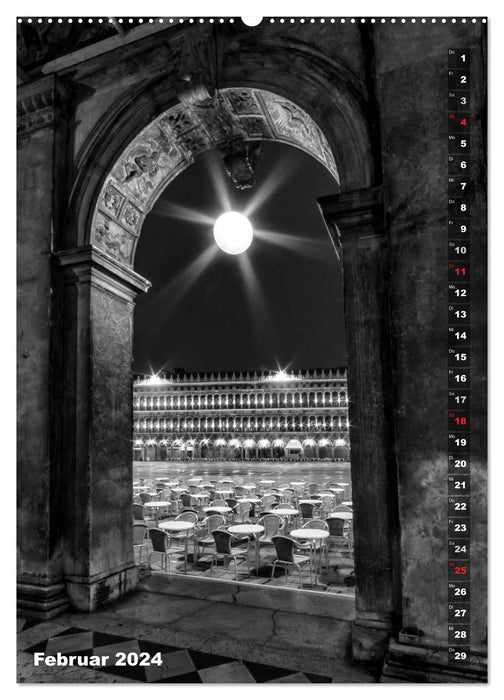 Monochromes Venedig - Klassische Momente (CALVENDO Premium Wandkalender 2024)