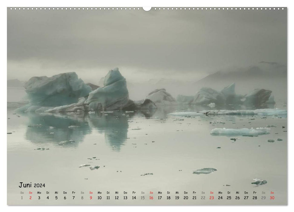 Iceland 2024 glacier ice and volcanic eruption (CALVENDO Premium Wall Calendar 2024) 