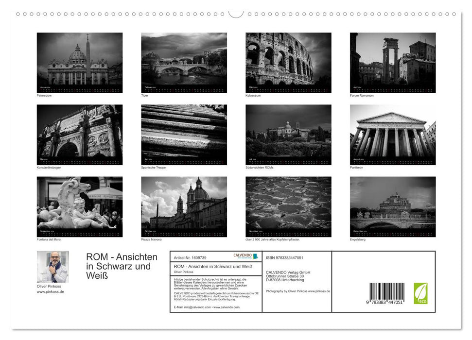 ROME - Views in black and white (CALVENDO Premium Wall Calendar 2024) 
