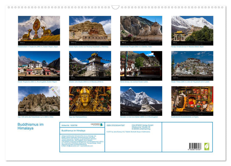 Buddhismus im Himalaya (CALVENDO Wandkalender 2024)