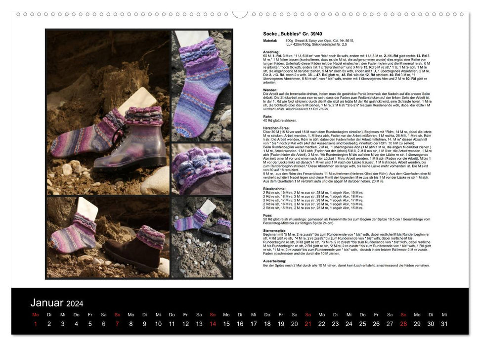 Sock calendar Bootsocks 2024 (CALVENDO wall calendar 2024) 