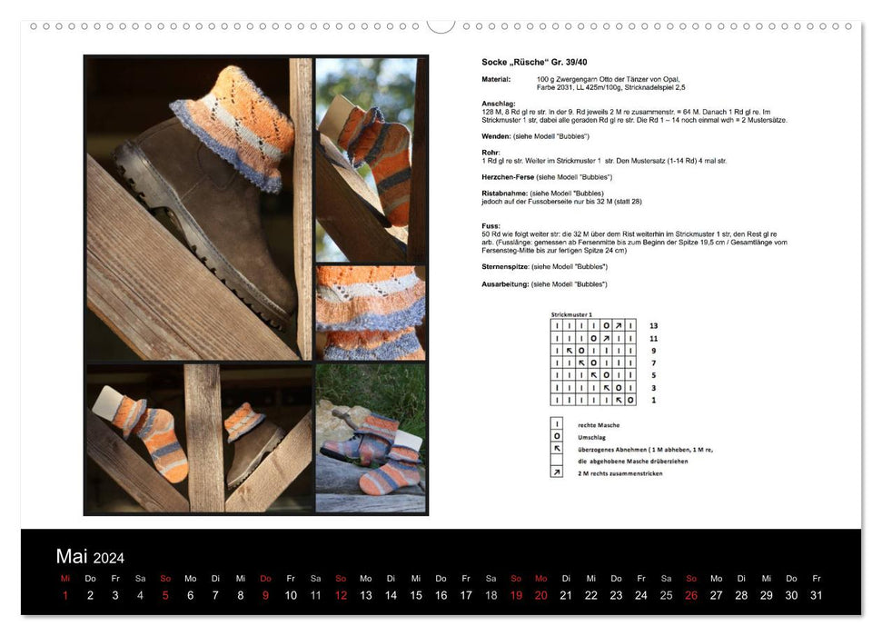 Sock calendar Bootsocks 2024 (CALVENDO wall calendar 2024) 