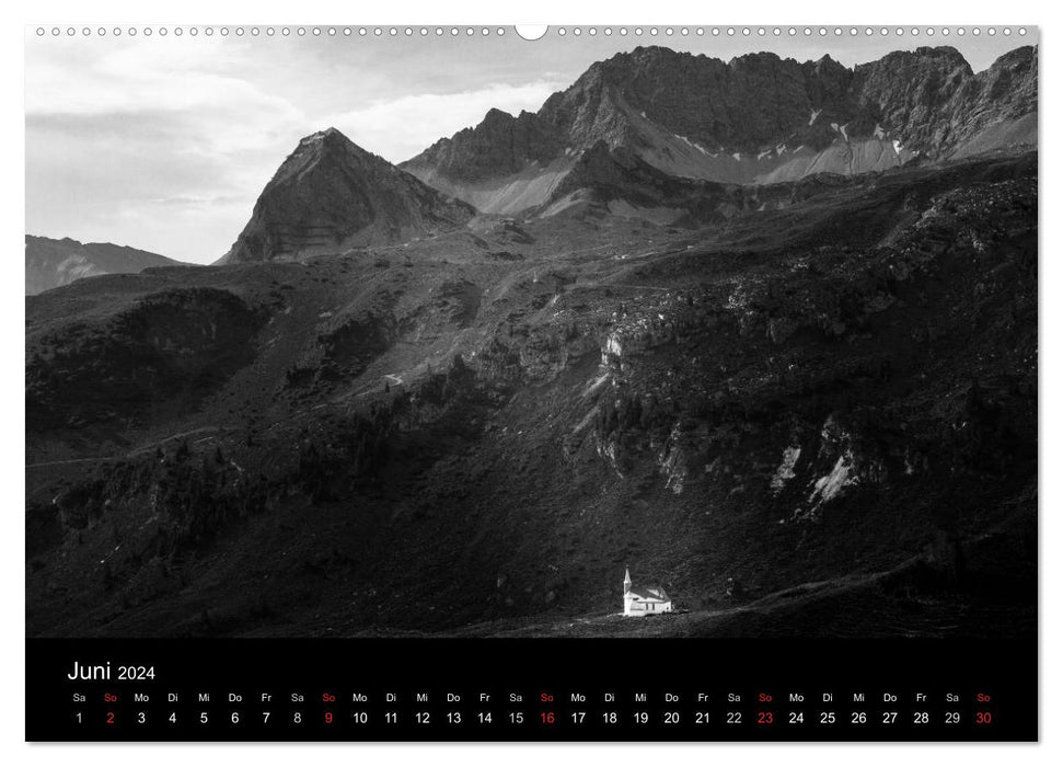 MOUNTAINS IN BLACK AND WHITE (CALVENDO wall calendar 2024) 