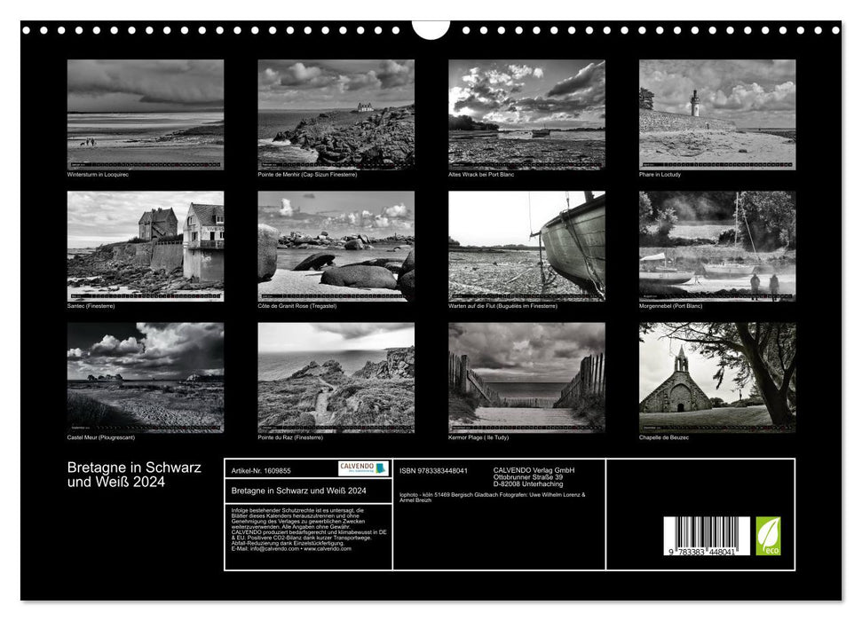 Brittany in Black and White 2024 (CALVENDO Wall Calendar 2024) 