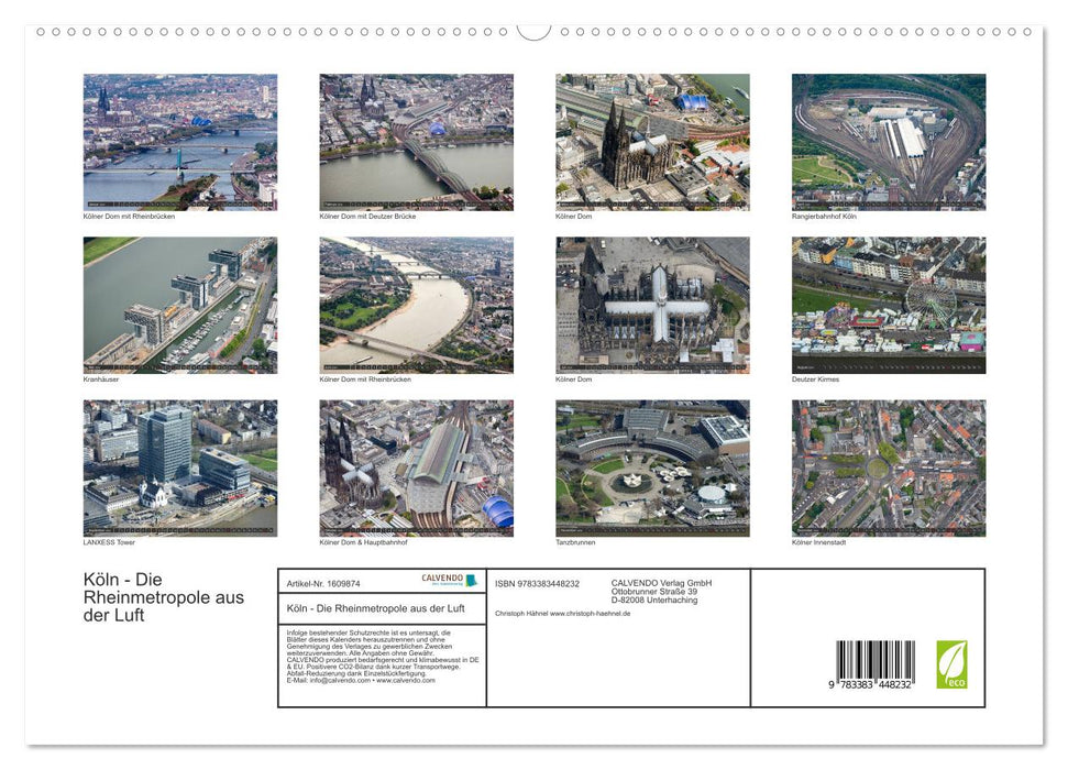 Cologne - The Rhine metropolis from the air (CALVENDO Premium Wall Calendar 2024) 