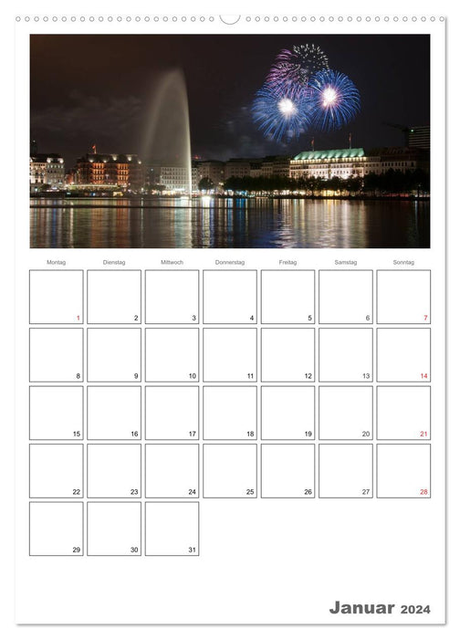 Hamburg bei Nacht (CALVENDO Wandkalender 2024)