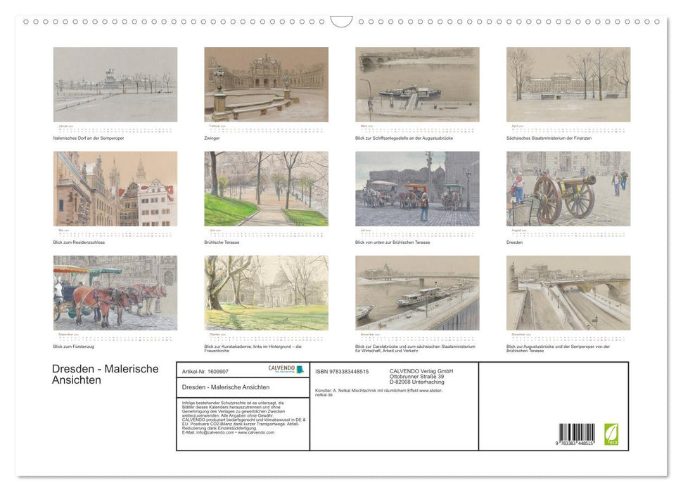 Dresden - Malerische Ansichten (CALVENDO Wandkalender 2024)