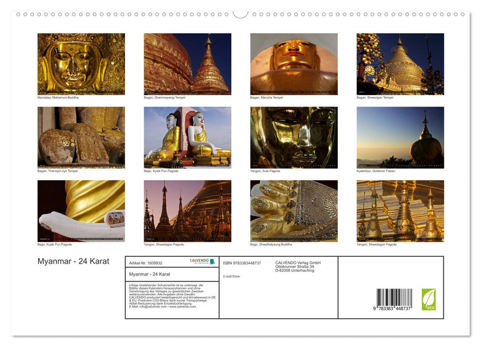 Myanmar - 24 Karat (CALVENDO Premium Wandkalender 2024)