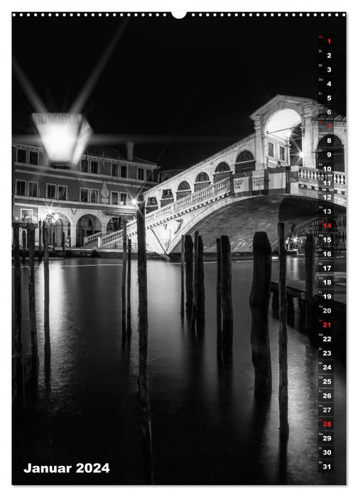 Monochrome Venice - Classic Moments (CALVENDO Wall Calendar 2024) 