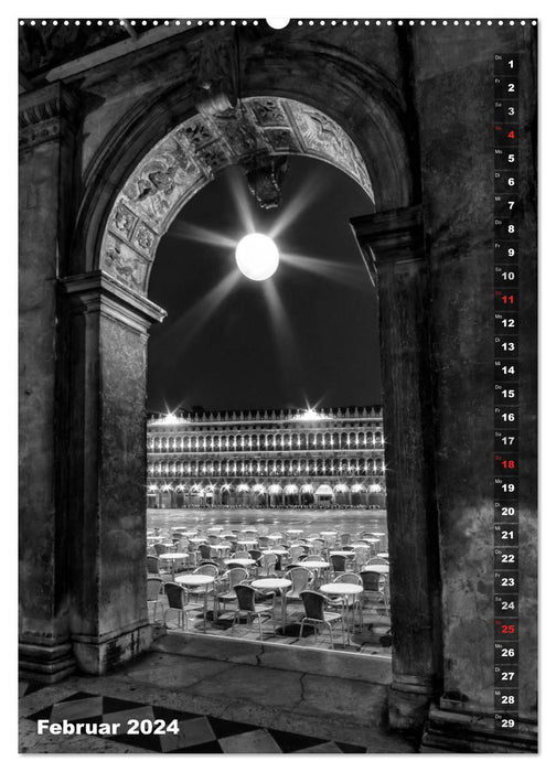 Monochrome Venice - Classic Moments (CALVENDO Wall Calendar 2024) 