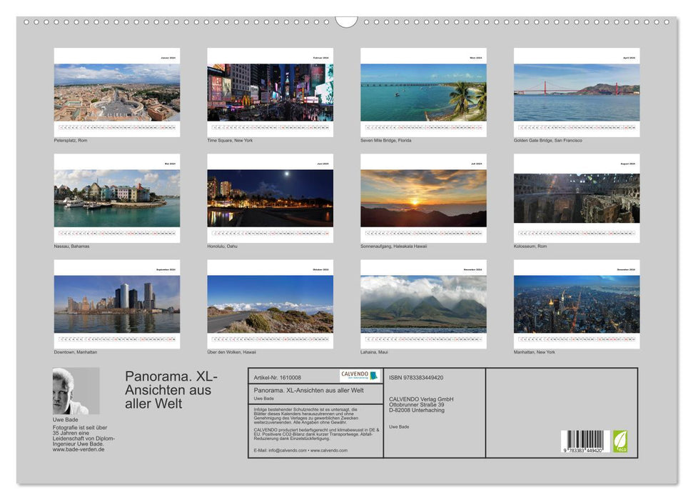 Panorama. XL views from all over the world (CALVENDO wall calendar 2024) 