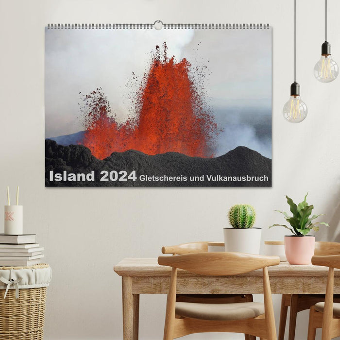 Island 2024 Gletschereis und Vulkanausbruch (CALVENDO Wandkalender 2024)