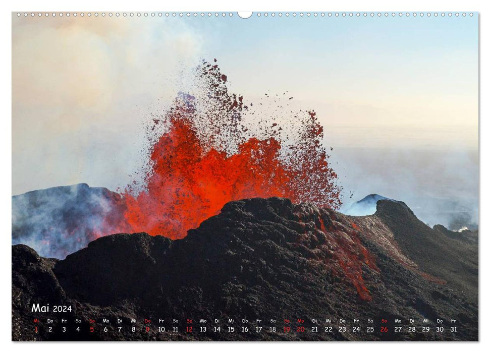 Island 2024 Gletschereis und Vulkanausbruch (CALVENDO Wandkalender 2024)