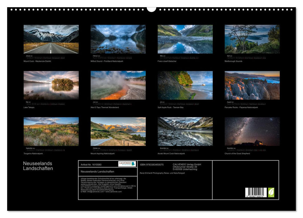 Neuseelands Landschaften (CALVENDO Wandkalender 2024)