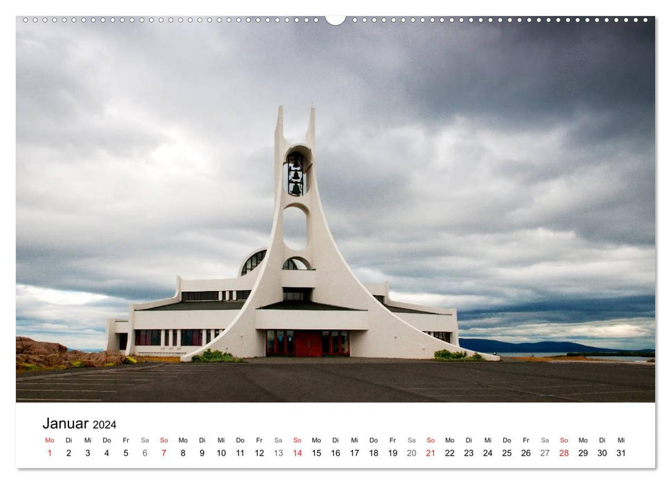 Churches on Iceland (CALVENDO Premium Wall Calendar 2024) 