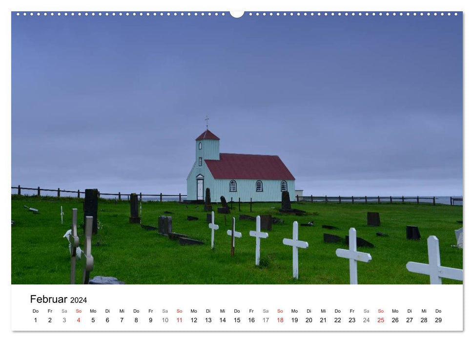 Kirchen auf Island (CALVENDO Premium Wandkalender 2024)