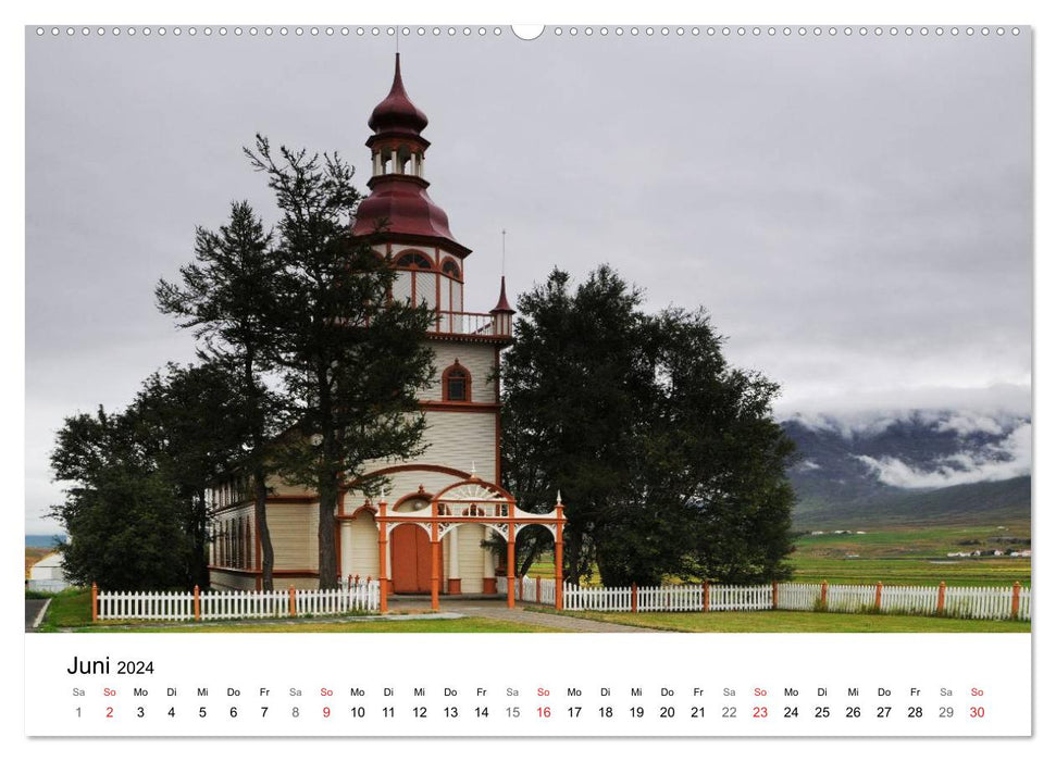 Kirchen auf Island (CALVENDO Premium Wandkalender 2024)