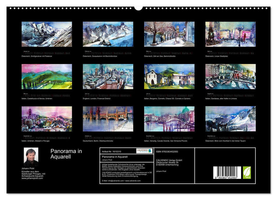 Panorama in Aquarell (CALVENDO Premium Wandkalender 2024)