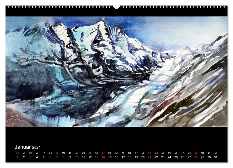 Panorama in watercolor (CALVENDO Premium Wall Calendar 2024) 