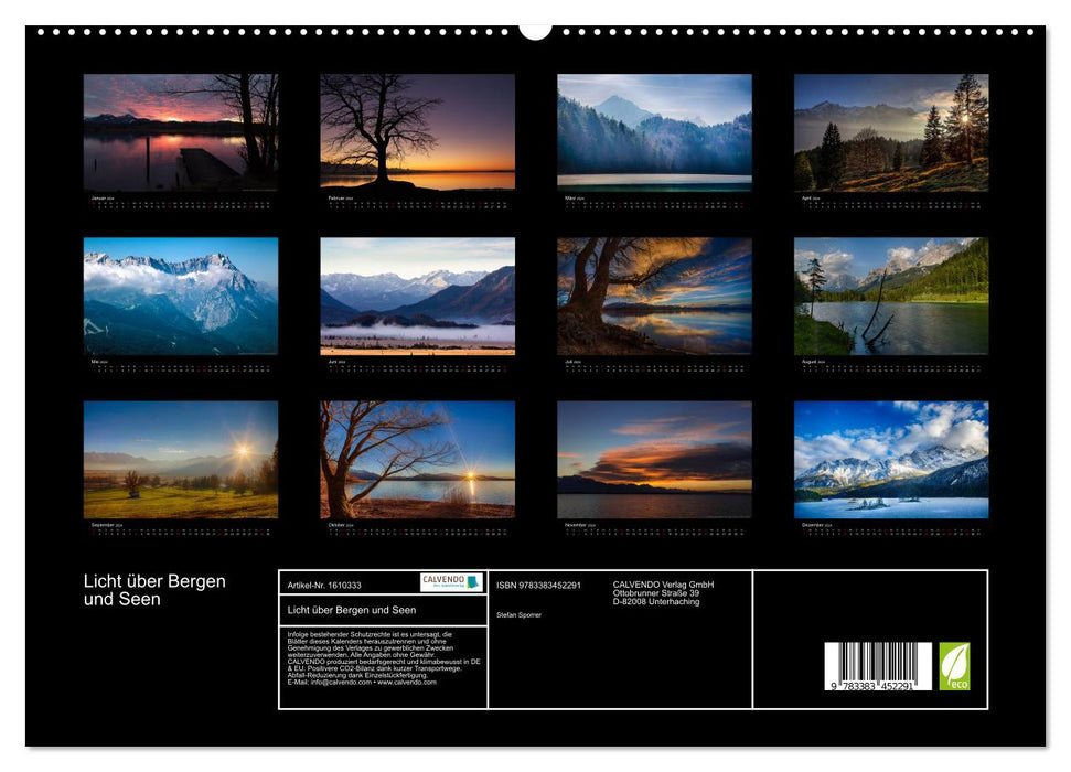 Light over mountains and lakes (CALVENDO Premium Wall Calendar 2024) 