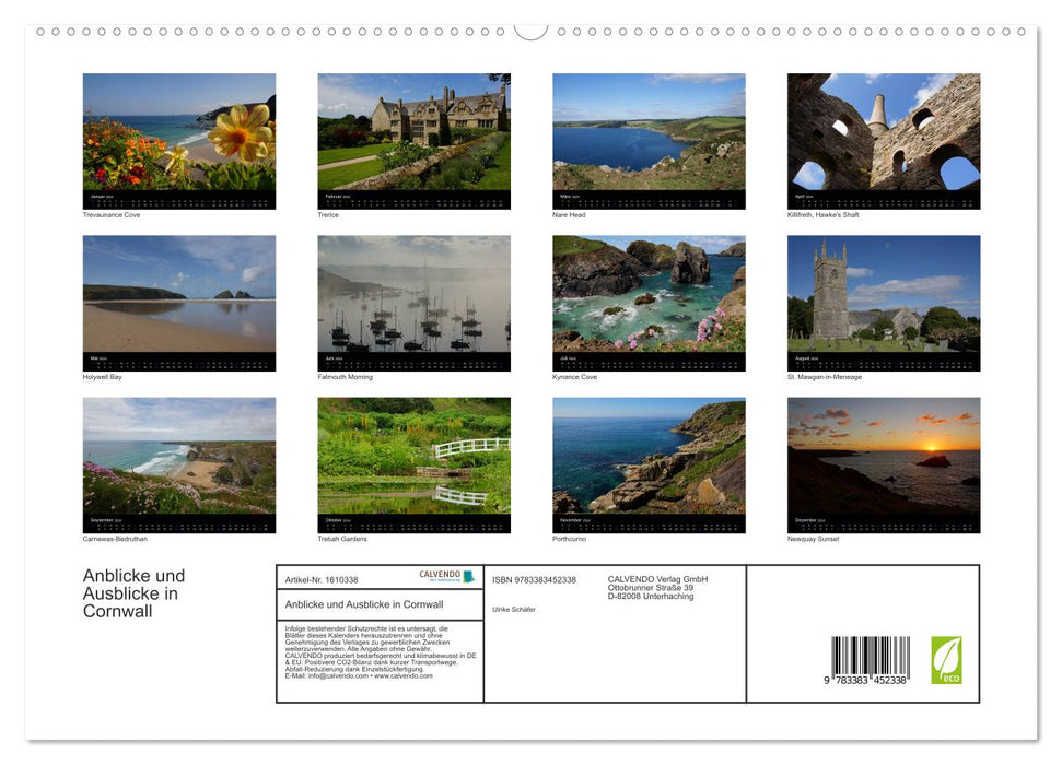 Sights and views in Cornwall (CALVENDO Premium Wall Calendar 2024) 