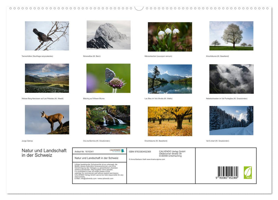 Natur und Landschaft in der Schweiz (CALVENDO Premium Wandkalender 2024)