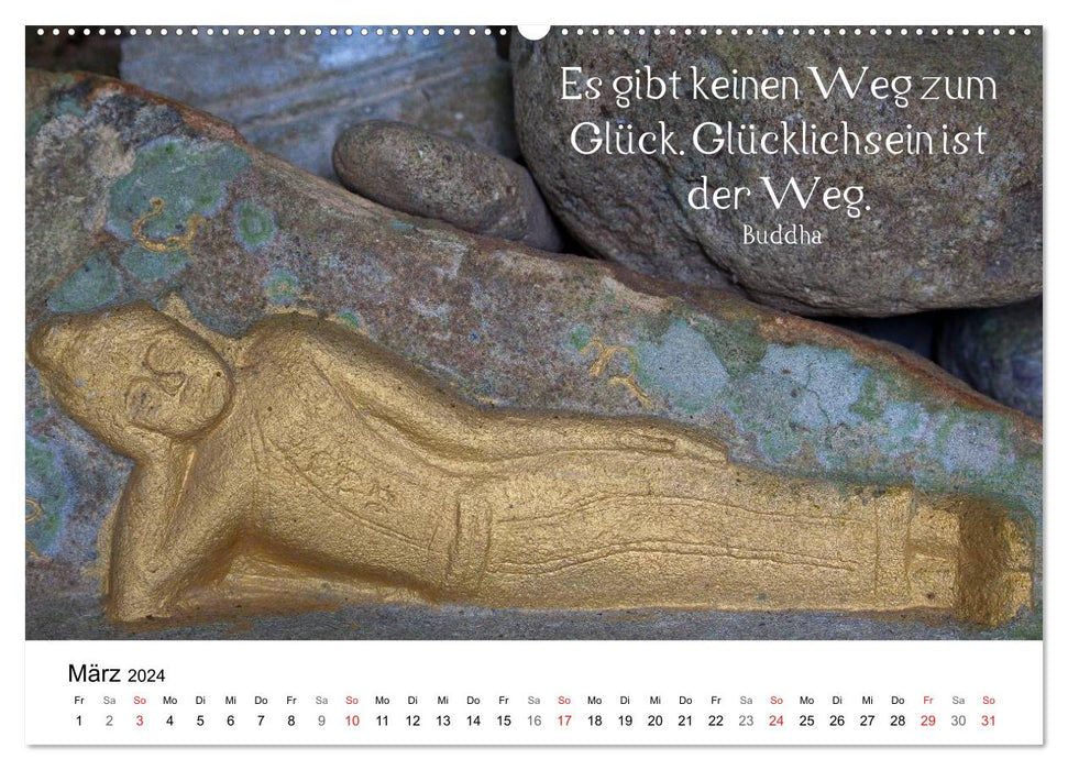Reisefreu(n)de: Leben in Harmonie - buddhistische Zitate (CALVENDO Premium Wandkalender 2024)