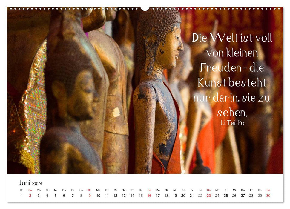 Reisefreu(n)de: Leben in Harmonie - buddhistische Zitate (CALVENDO Premium Wandkalender 2024)