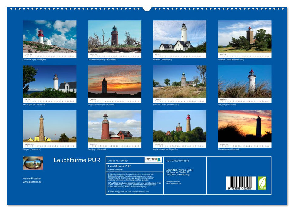 Leuchttürme PUR (CALVENDO Premium Wandkalender 2024)