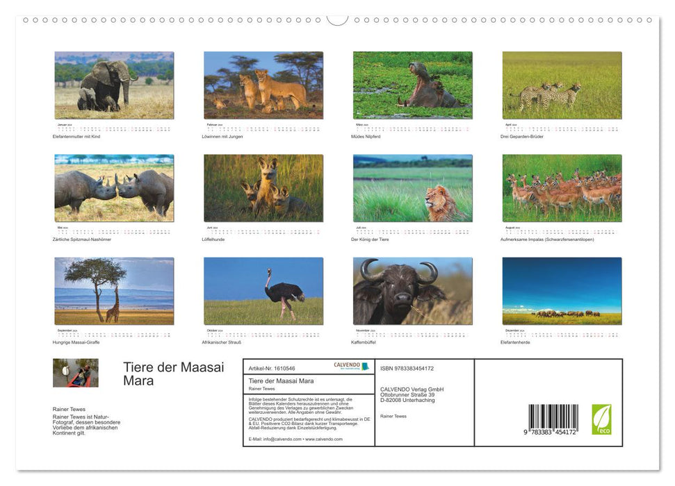 Tiere der Maasai Mara (CALVENDO Premium Wandkalender 2024)