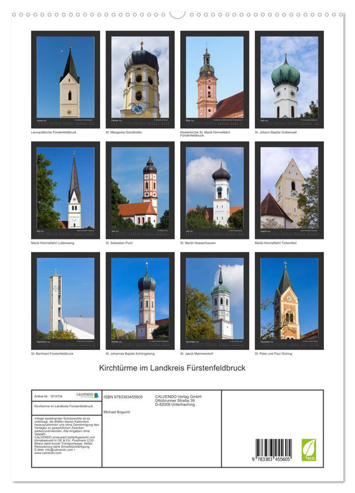 Kirchtürme im Landkreis Fürstenfeldbruck (CALVENDO Premium Wandkalender 2024)