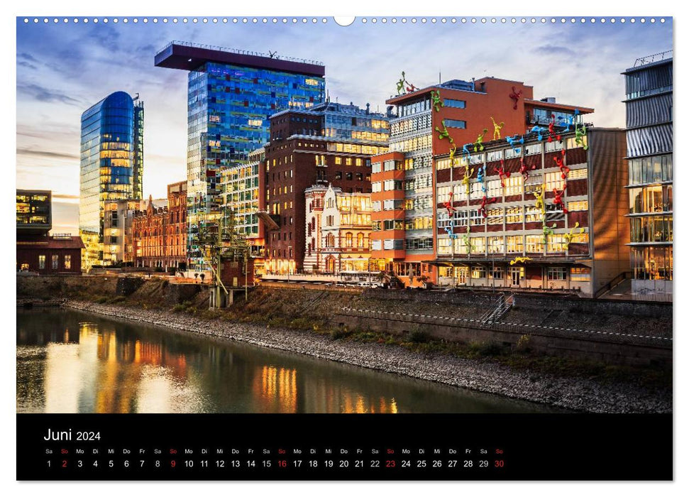 Düsseldorf bei Nacht (CALVENDO Premium Wandkalender 2024)