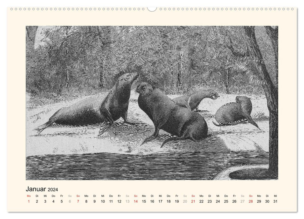 Tiere anno dazumal (CALVENDO Premium Wandkalender 2024)